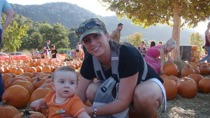 Trey and Mama in the Pumpkin Patch